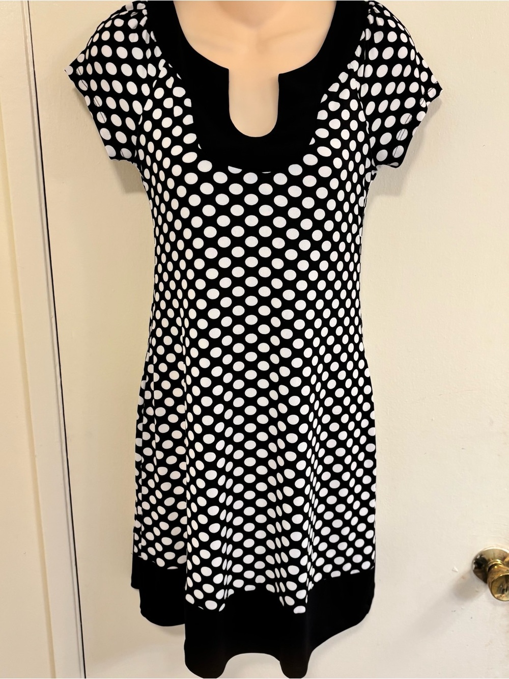Sweet Storm Black & White Polka Dot Short Sleeve Tunic